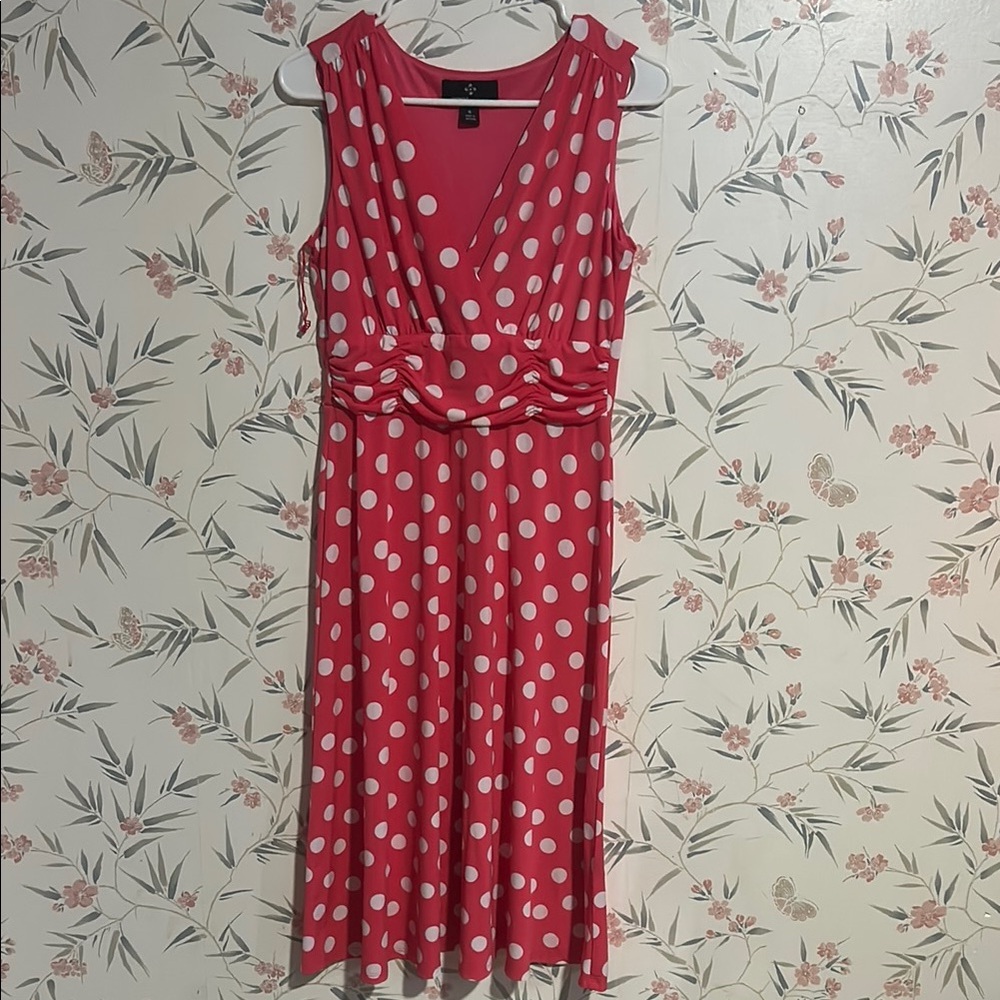 Ronni Nicole Red Polka Dot Midi Dress